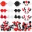 Janinka 72 Pieces Self-Hinged Plastic Barrettes - 80s/90s Retro Cartoon Hairpins in Colorful Designs for Toddlers (Black, White, Red, Classic)