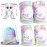 SULIFEEL Rainbow Unicorn Knee Pads for Kids Knee Elbow Pads Wrist Guards with Drawstring Bag Adjustable Protective Gear Set for Girls Roller Skating Bike Cycling Skateboard Scooter Dazzling Small