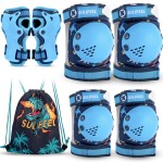 SULIFEEL Rainbow Unicorn Knee Pads for Kids Knee Elbow Pads Wrist Guards with Drawstring Bag Adjustable Protective Gear Set for Girls Roller Skating Bike Cycling Skateboard Scooter