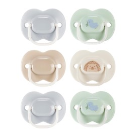 Tommee Tippee Anytime Matte Newborn Pacifiers, 0-6 Months, Symmetrical Baglet, BPA-Free Binkies, Blue and Green, Pack of 6