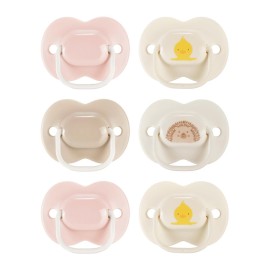 Tommee Tippee Anytime Matte Newborn Pacifiers, 0-6 Months, Symmetrical Baglet, BPA-Free Binkies, Pink and Beige, Pack of 6