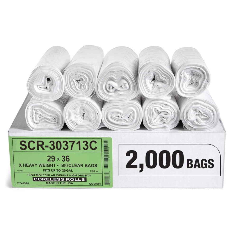 Aluf Plastics 20-30 Gallon Trash Bags Source Reduction Series Value High Density 13 Micron Gauge - Intended for Home, Office, Bathroom, Paper, Styrofoam (Pack of 2000)