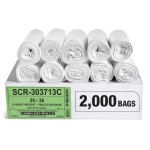 Aluf Plastics 20-30 Gallon Trash Bags Source Reduction Series Value High Density 13 Micron Gauge - Intended for Home, Office, Bathroom, Paper, Styrofoam (Pack of 2000)