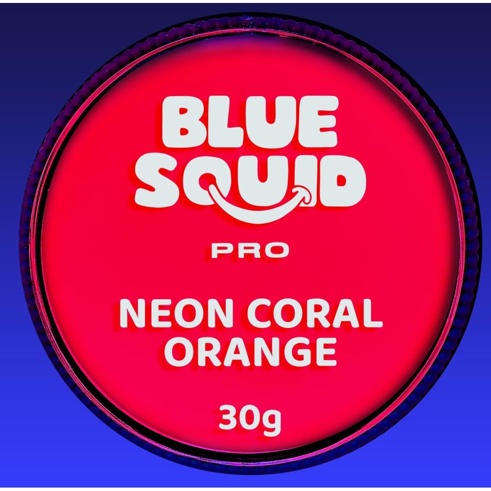 Blue Squid Face Paint Water Based Single Cake Professional Face & Body Paint - Water Activated, Kids Adults Face Painting for Costume, Halloween Makeup, Cosplay - Neon Coral Orange Face Paint 30g
