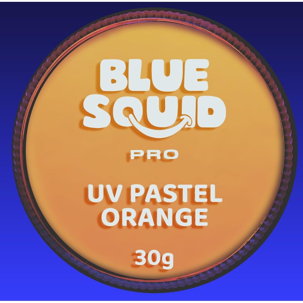 Blue Squid Face Paint Water Based Single Cake Professional Face Paint & Body Paint - Water Activated, Kids Adults Face Painting for Costume, Halloween Makeup, Cosplay - UV Pastel Orange Face Paint 30g