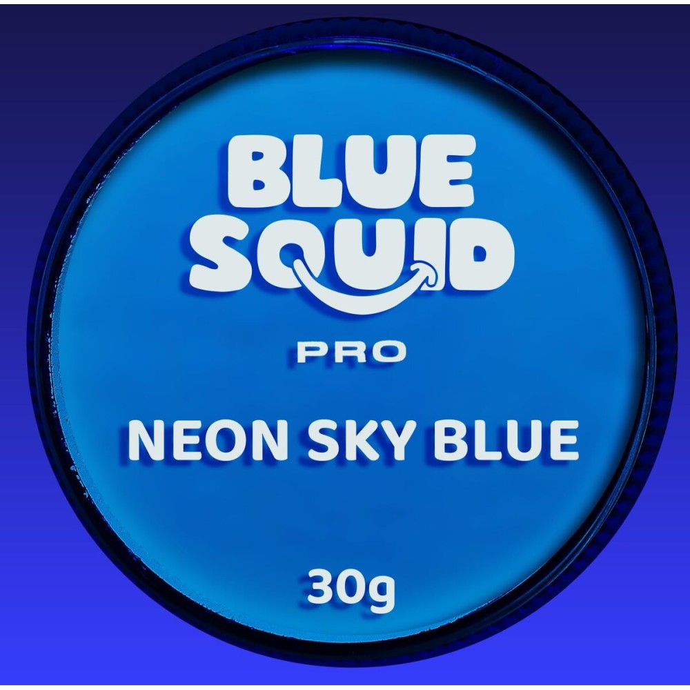 Blue Squid Face Paint Water Based Single Cake Professional Face Paint & Body Paint - Water Activated, Kids Adults Face Painting for Costume, Halloween Makeup, Cosplay - Neon Sky Blue Face Paint 30g