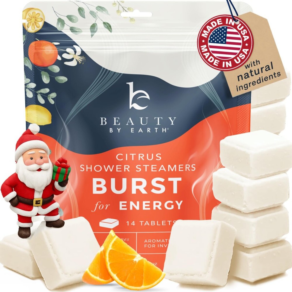 Shower Steamers Aromatherapy - USA Made with Natural Ingredients & Citrus Essential Oil, Christmas Stocking Stuffers for Men & Women, Long Lasting Shower Bombs for Energy Boost, White Elephant Ideas