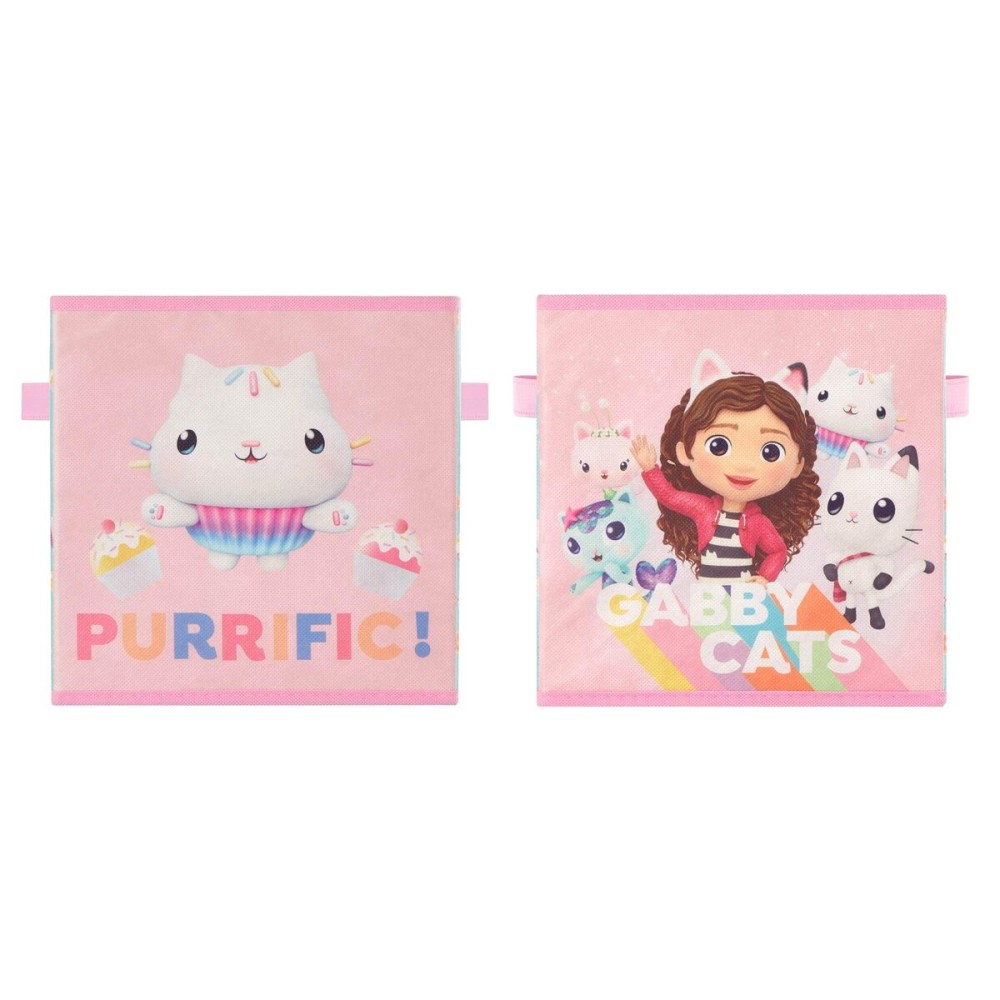 Gabbys Dollhouse Set of 2 Collapsible Storage Cubes with Carry Handles, Kids Room & Playroom Organizer Bins, 10 x 10