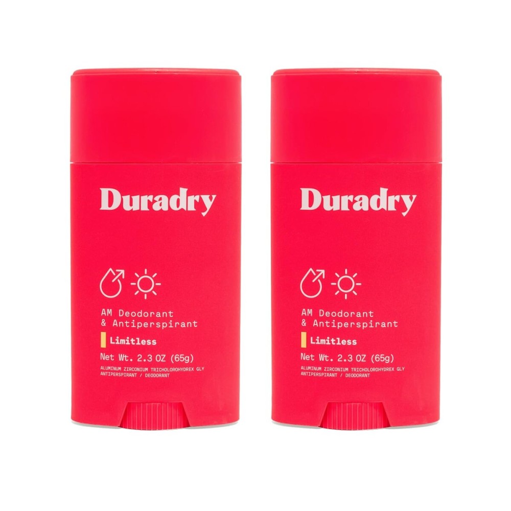 Duradry Clinical-Strength Antiperspirant Deodorant for Women and Men - Clean Formula with Natural Ingredients - Fights Odor & Excessive Sweat - Limitless (Cool Citrus + Cedar) - Pack of 2