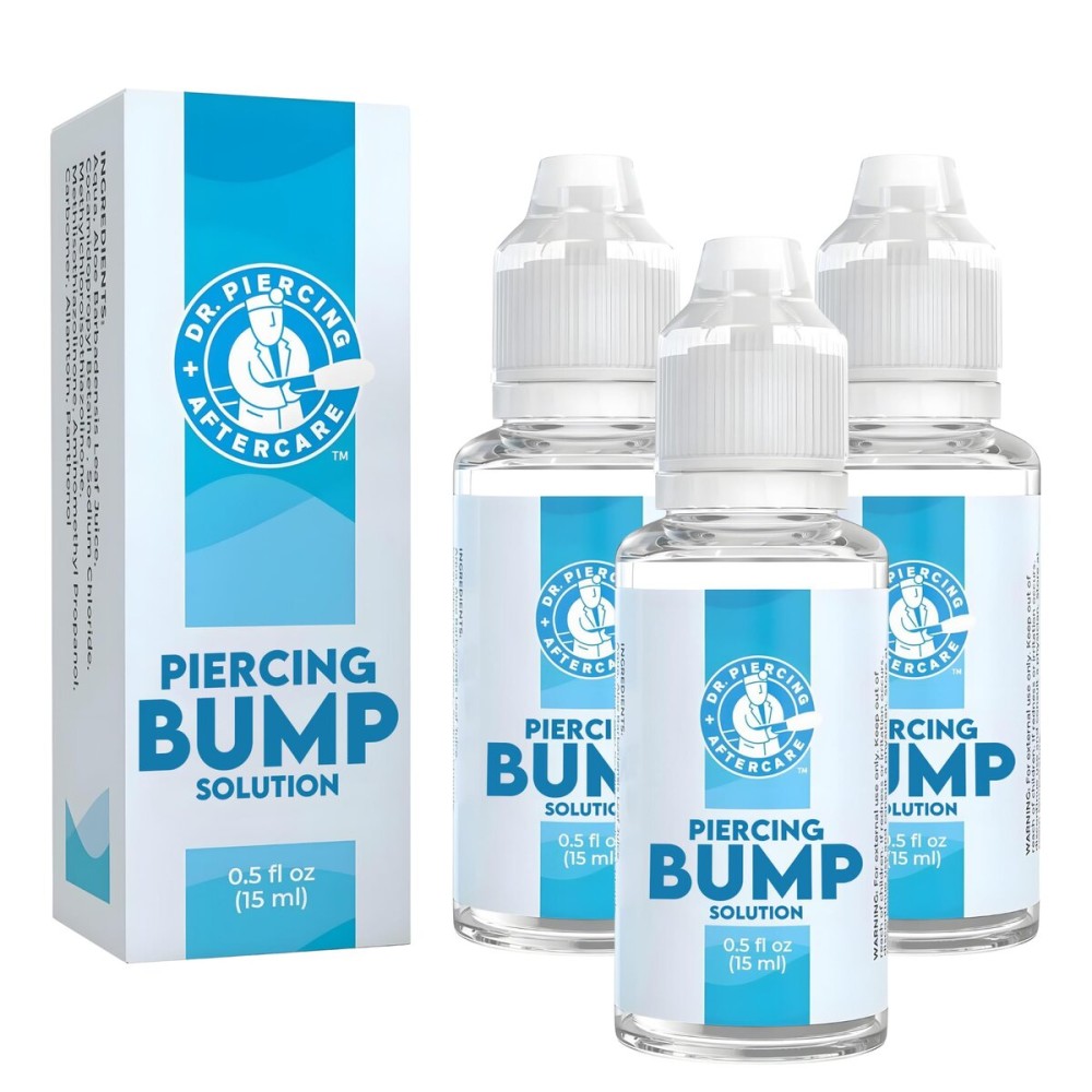 DR. PIERCING AFTERCARE Keloid Drops - Non-Greasy Saline Solution for Keloid Bump Removal for Piercings - May Reduce Appearance of Nose Piercing Bump, Nose Ear Lip Belly (15 mL, 3-Pack)