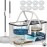 Gen 1 Large-Capacity Spin Mop and Bucket - for Big Homes & Deep Cleaning Days,4-Chamber System Separates Dirty & Clean Water, 2-GAL Heavy-Duty Design with Wheels & 8 Refill Mop Heads - White/Blue