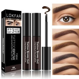 LSxia 2 Pcs Peel Off Tattoo Eyebrow Gel Set, Natural Color Eye Brow Gel Long-Lasting Waterproof Eyebrow Tattoo, Easy Peel Off Eye Brow Makeup -Up To 3 Days (Dark Brown)