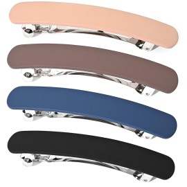 Fsmiling Hair Barrettes for Women French Hair Barrette Clip Medium Matte Hair Clips Barrette No Slip Hair Accessories 4-Pack