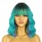 BERON 14 Inches Turquoise Wig Short Curly Wig Ombre Green Curly Wigs Short Teal Green Wigs with Bangs for Women Daily Party Cosplay Hairnet Include
