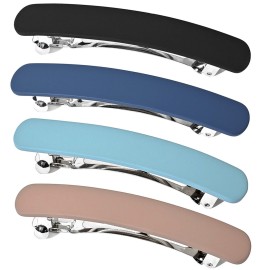 Fsmiling Hair Barrettes for Women French Hair Barrette Clip Medium Matte Hair Clips Barrette No Slip Hair Accessories 4-Pack