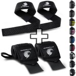 Fitgriff Lifting Straps & Wrist Wraps (Bundle) Superior Support for Weightlifting & Gym Workouts - for Men and Women (Black Original, Silicone Straps)