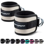 Fitgriff Ankle Straps V1 for Cable Machine (2 Pieces) - Gym Workout Equipment - Leg Pulley Attachment, Kickback Straps (Sand)