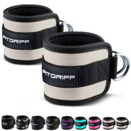 Fitgriff Ankle Straps V1 for Cable Machine (2 Pieces) - Gym Workout Equipment - Leg Pulley Attachment, Kickback Straps (Sand)