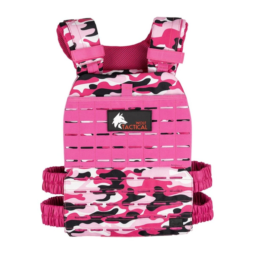 Wolf Tactical Adjustable Weighted Vest for Men & Women - Rucking, Workout, Running, Walking & CrossFit Weight Vest for Strength Training & Fitness (Pink Camo)