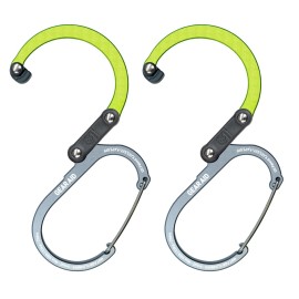 GEAR AID HEROCLIP Carabiner Clip and Hook (Small) for Purse, Stroller, and Backpack, Nav Green, 2 Pack