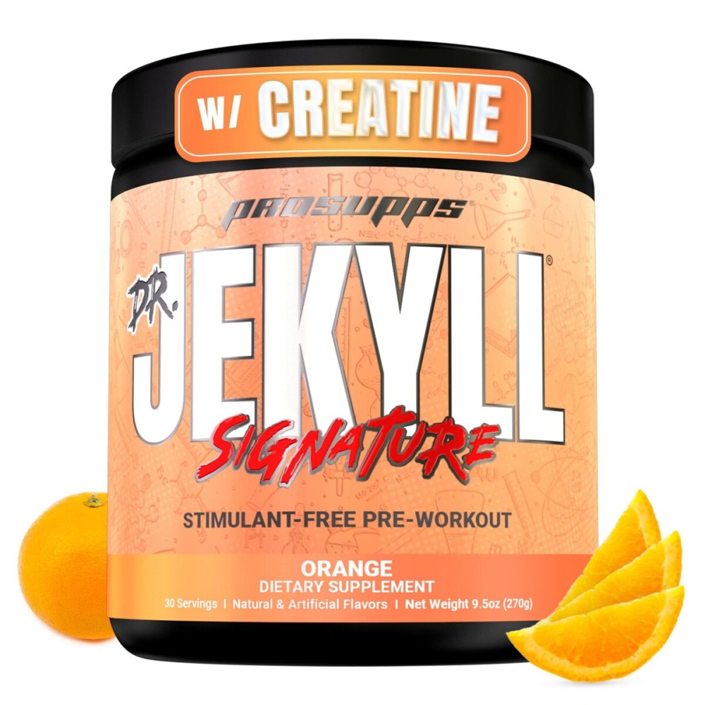 PROSUPPS Dr. Jekyll Signature Pre Workout Powder with Creatine - Stim-Free Preworkout Supports Muscle Volume & Endurance - Caffeine-Free Gym & Fitness Supplements (Orange, 30 Servings)