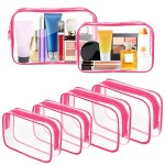 AURUZA Clear Makeup Bag,Portable Travel Toiletry Bags with Zipper, TSA Approved Clear Organizer Bags, PVC Cosmetic Pouch for Airport Airline Compliant