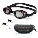 AIKOTOO Nearsighted Swimming Goggles Swim Goggles, Anti-Fog Anti-UV No Leaking Fit For Adult Men Women Youth Indoor And Outdoor Swimming Black And Red -7.0