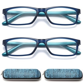 RaoOG Reading Glasses for Men/Women with Spring hinges 1.75 Rectangulart Computer Readers with Blue Light Protection and Case