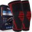 PhysFlex Knee Brace for Pain Relief - 2 Pack Knee Compression Sleeves for Men and Women - Support for Weightlifting, Gym, Workout, Volleyball - Meniscus Tear, ACL, Arthritis (Red, Large)