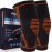 PhysFlex Knee Brace for Pain Relief - 2 Pack Knee Compression Sleeves for Men and Women - Support for Weightlifting, Gym, Workout, Volleyball - Meniscus Tear, ACL, Arthritis (Orange, Medium)