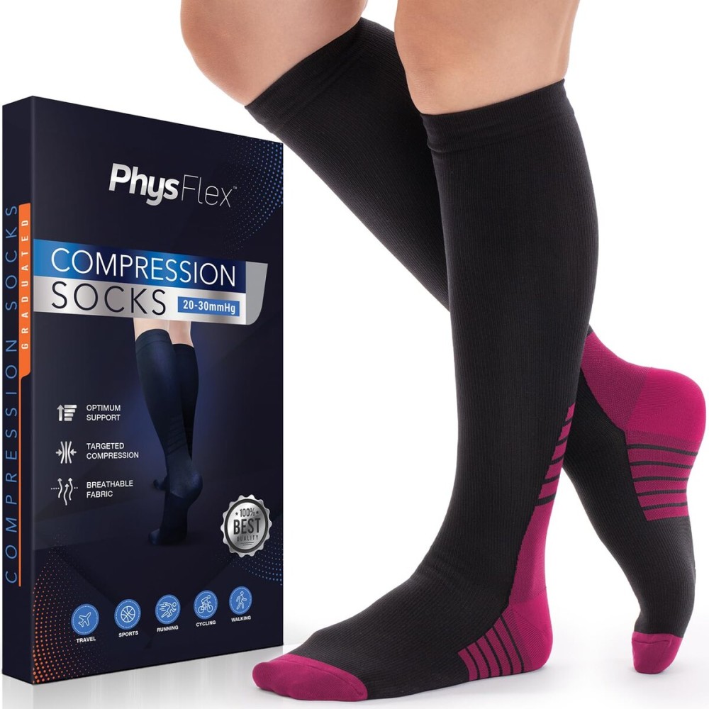 Compression Socks for Women & Men (20-30 mmHg) Support for Travel, Nurses, Pregnancy, Shin Splints, Sports and Everyday Wear