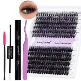 Lash Clusters Kit for Using at Home: Ultra-light, DIY, Natural, Fluffy, Wispy, Waterproof, Anime, Manga, Cat Eye, 3D Curl, 12-16mm, 40P+50P, Wendy, RT318