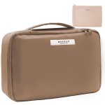Queboom Travel Makeup Bag Cosmetic Bag Makeup Bag Toiletry bag for women and men (Coffee)