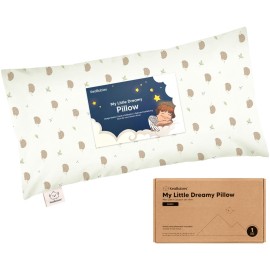 Toddler Pillow with Pillowcase - 10x18 My Little Dreamy Kids Travel Bed Pillows for Sleeping, Organic Cotton Small Pillowcase, Soft & Breathable, Machine Washable, Toddlers 2-5 Years Old (Bruce)