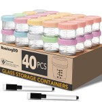 RowinsyDD 40 Pack Glass Baby Food Storage Containers, 4 oz Leakproof Baby Food Jars with Lids, Small Glass Food Containers for Infant Baby, Freezer & Microwave Safe, BPA Free