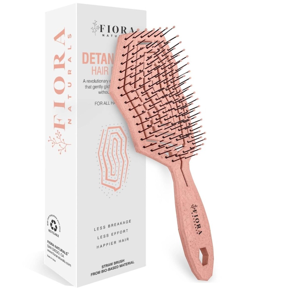 Fiora Naturals Hair Detangling Brush -100% Bio-Friendly Hair Detangler Brush w/Ultra-soft Bristles- Glide Through Tangles with Ease - For Curly, Fine, Women, Men, Kids, Toddlers, Wet and Dry