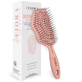 Fiora Naturals Hair Detangling Brush -100% Bio-Friendly Hair Detangler Brush w/Ultra-soft Bristles- Glide Through Tangles with Ease - For Curly, Fine, Women, Men, Kids, Toddlers, Wet and Dry