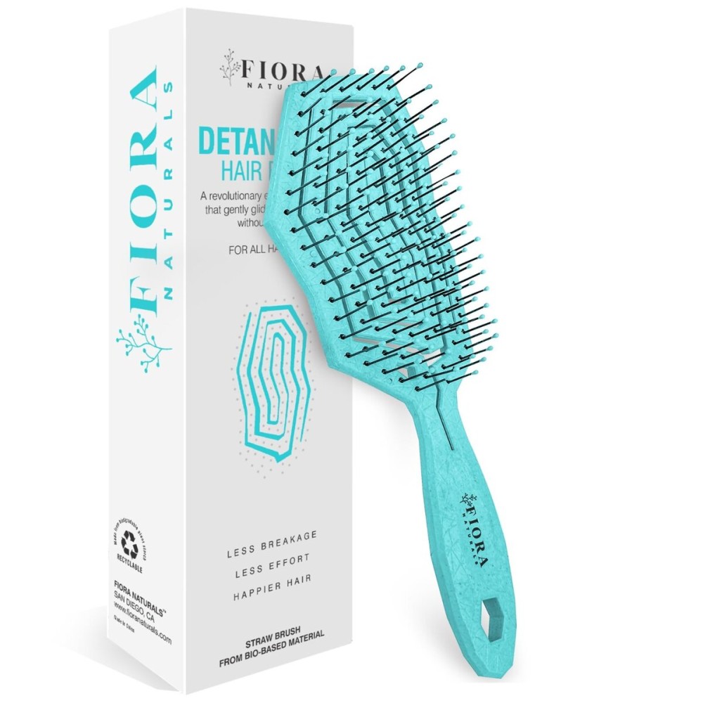 Fiora Naturals Hair Detangling Brush -100% Bio-Friendly Hair Detangler Brush w/Ultra-soft Bristles- Glide Through Tangles with Ease - For Curly, Fine, Women, Men, Kids, Toddlers, Wet and Dry Hair