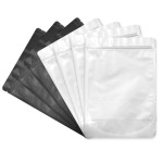Black 7 x 10 Stand Up Pouch Bags, 100 Pack - Clear Front & Aluminum Foil Back, Resealable and Heat Sealable Storage Bags for Food, Snacks, Coffee, Candy, and More