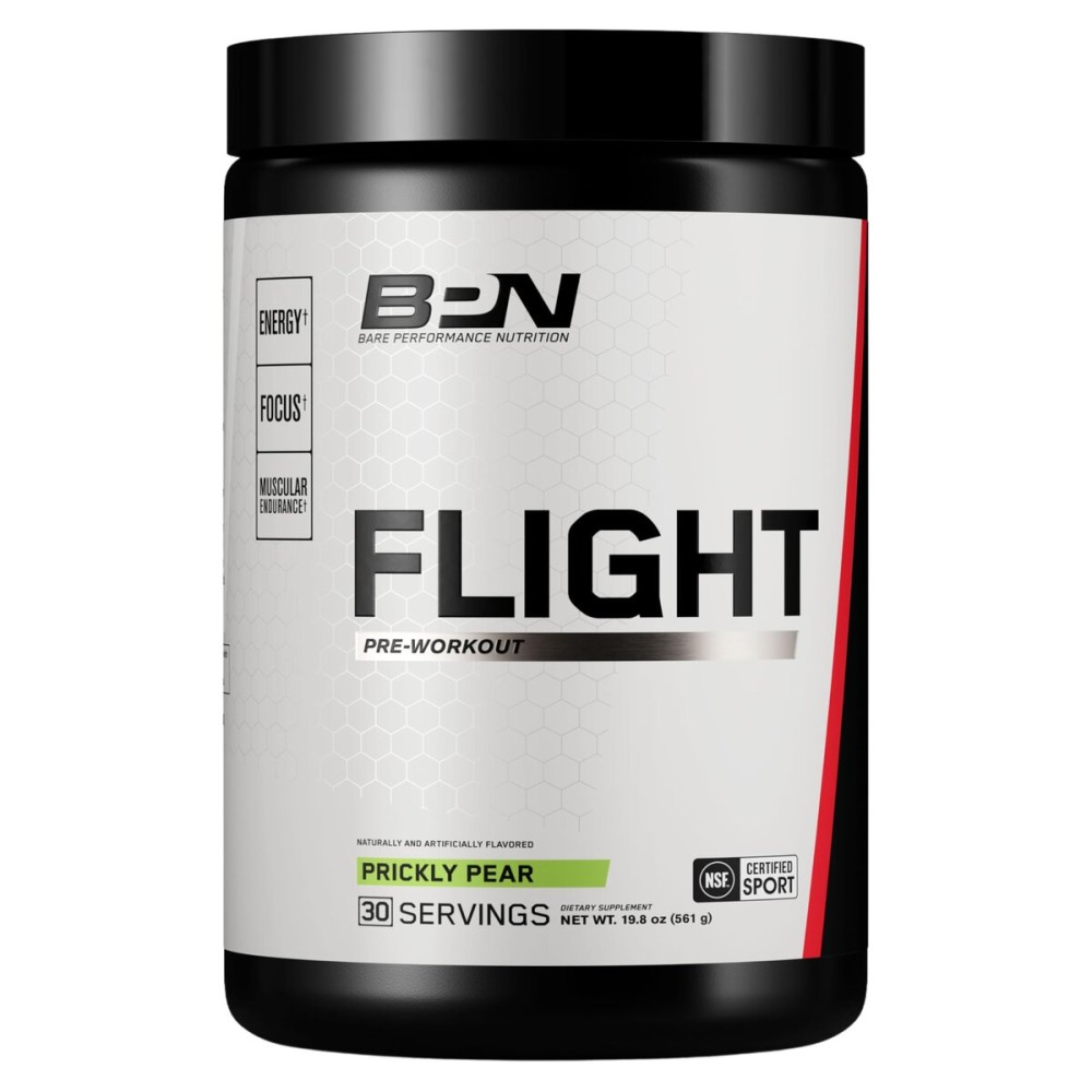 BARE PERFORMANCE NUTRITION BPN Flight Pre Workout, Supports Energy and Mental Focus, Improved Endurance & Muscle Pumps with CarnoSyn Beta Alanine, Prickly Pear, 30 Servings