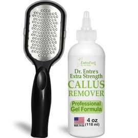 Dr. Entre\'s Callus Remover Gel & Foot File: Extra Strength Callus Remover for Feet, Foot Callus Remover Care, Pedicure Tools Supplies, Spa Kit, Dead Skin Scrubber, 4 oz