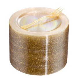 WELLIFE 60PCS Gold Glitter Dessert Plates and 60PCS Plastic Forks, 6.3 inch Disposable Dessert Plates for 60 Guests, Durable Gold Glitter Cake Plate, Perfect for Party