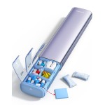 VAYDEER Metal Weekly Pill Organizer - Moisture-Proof Travel Pill Organizer with Built-in Desiccant Chamber and Airtight Lids - Large-Capacity Pill Box for Vitamins, Medicines & Supplements (Purple)