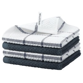 Niallant 4PCS Cotton Terry Dish Rags, Quick Drying Dish Cloths, Kitchen Towels, Grey, 12x12in