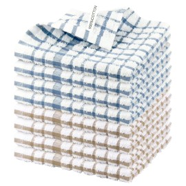 Nialnant 8PCS Dish Cloths,100% Cotton Soft Absorbent Cleaning Rags,Quick Drying Dish Towels for Kitchen,Washing Dishes-Blue Plaid+Yellow Plaid,12x12in