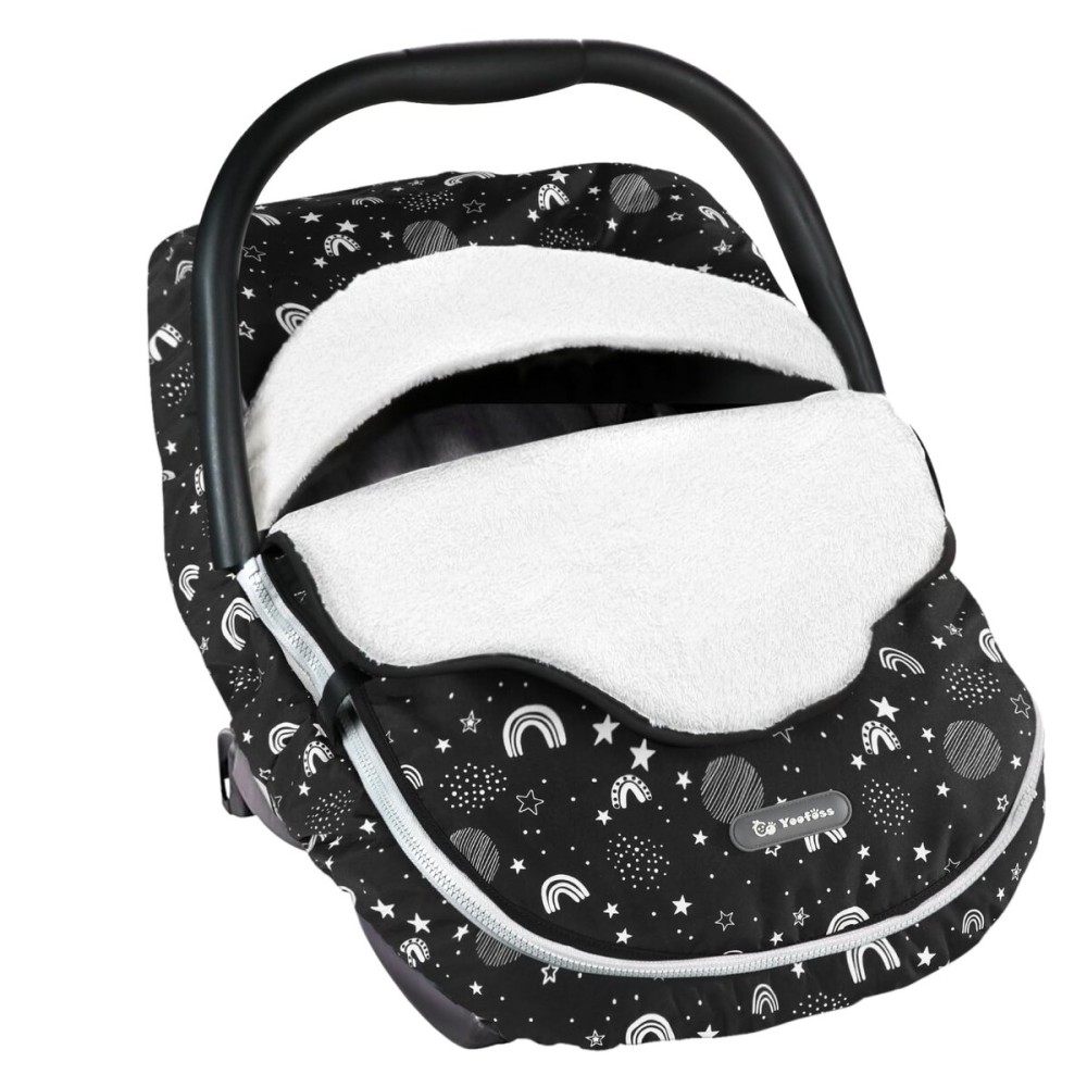 Yoofoss Baby Car Seat Cover Winter Carseat Canopies Cover to Protect Baby from Cold Wind, Super Warm Plush Fleece Baby Carrier Cover for Infant Boys Girls (Stars)