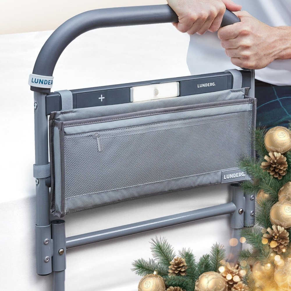 Lunderg Large Bed Assist Rail for Seniors with Motion-Activated Light & Storage Pocket - Easy to Install Bed Rails for Elderly Adults Safety & Post-Surgery - Helps Reduce Falls & Support Independence