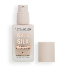 Revolution Beauty London, Skin Silk Serum Foundation, Light to Medium Coverage, Lightweight & Radiant Finish, Contains Hyaluronic Acid, F7 Light Skin Tones, 0.77 fl oz