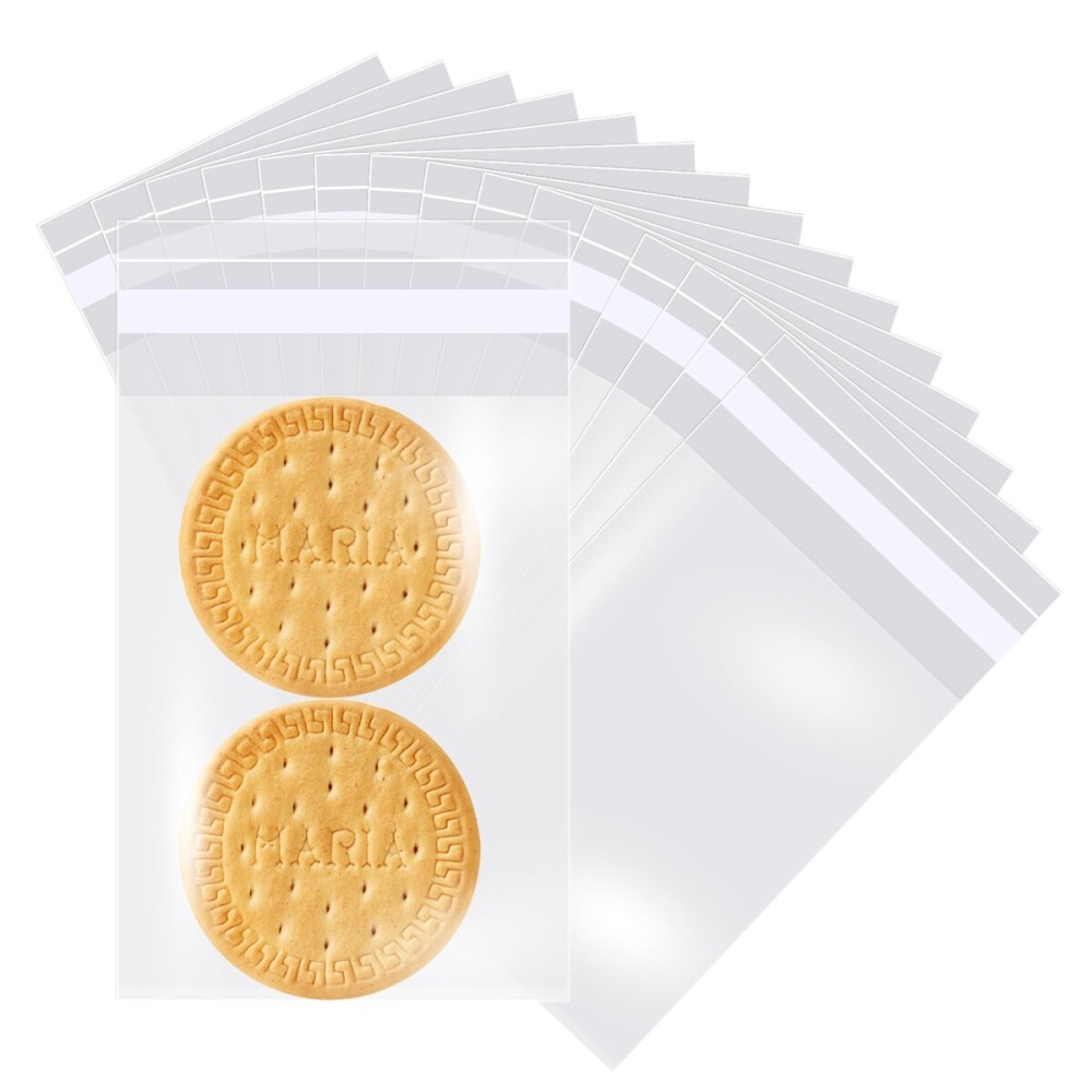 Prestee Self Sealing Clear Cellophane Bags - 200 Pack Clear Plastic Bags for Packaging, Treats, Gifts and Cookie Bags - Self-Sealing with Twist-Tie Closure - Polypropylene Sealable 3x4 Inches