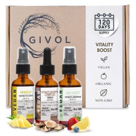 GIVOL Digestive Harmony Bundle Liquid Vitamin Trio Mushroom Complex Lions Mane, Reishi, Maitake & Chaga, Zinc Picolinate & Bromelain | Non-GMO | Gluten Free | Sugar Free | 2 Fl Oz | 240 Days Supply